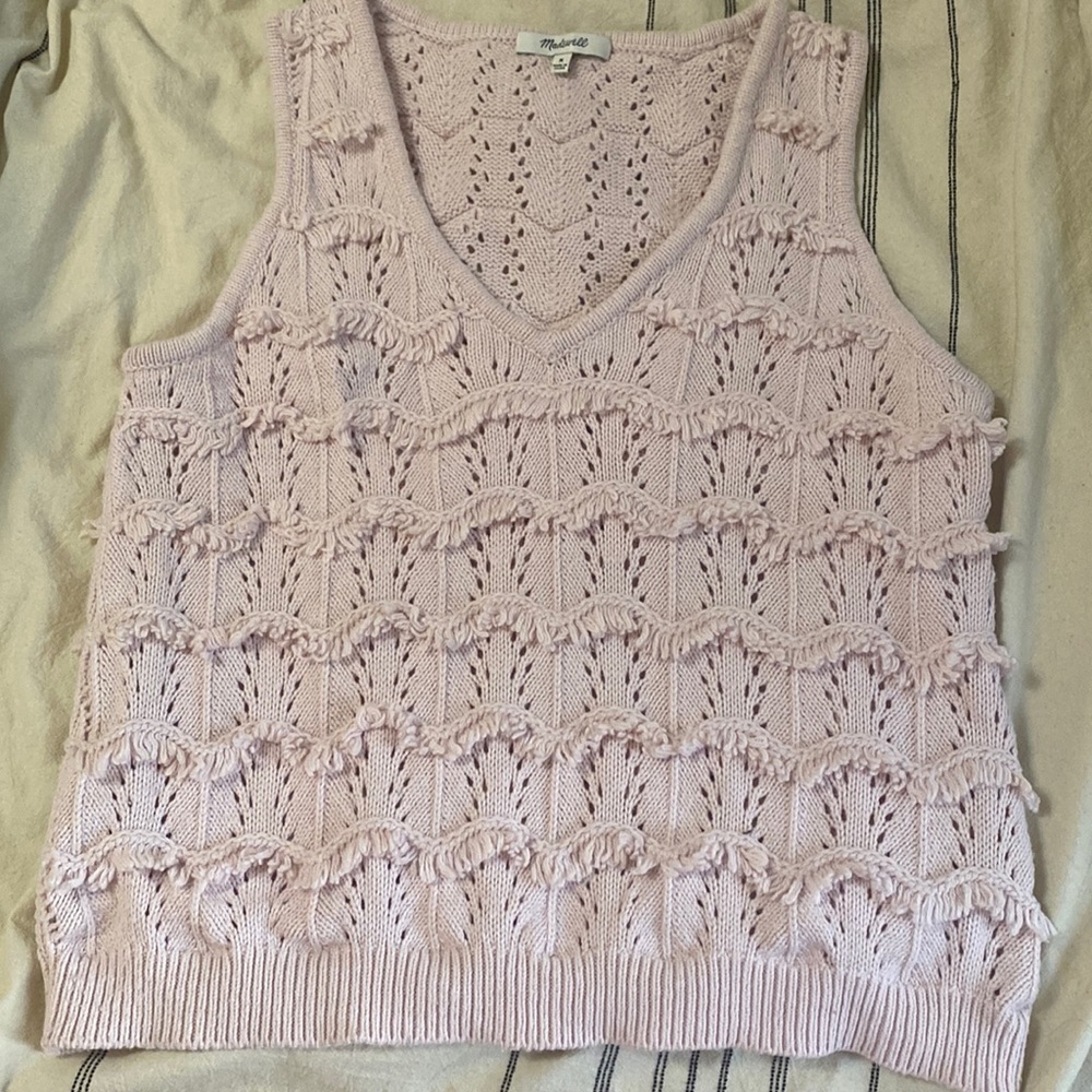 Madewell Pink Sleeveless Sweater Top Fringe